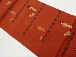 本場筑前博多人物に毬・七宝模様織出し名古屋帯